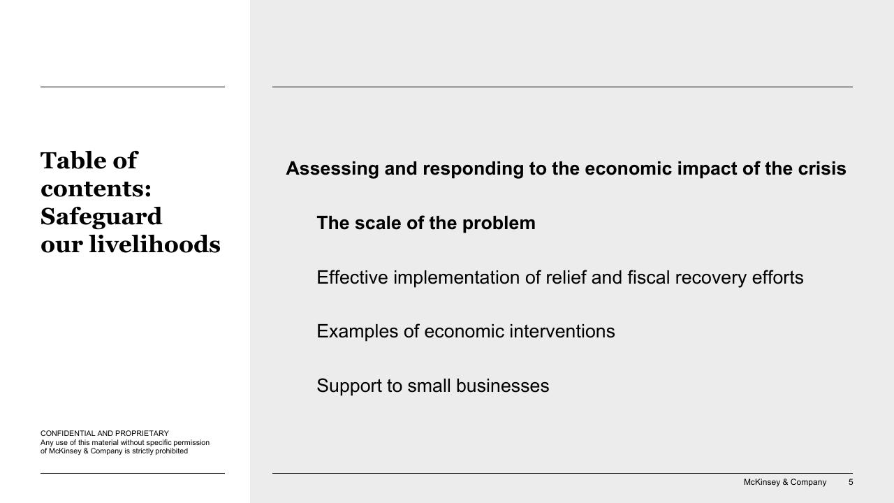 Section Divider slide 5 from Responding To COVID 19_ Addressing The Economic Impact Of The Crisis McKinsey