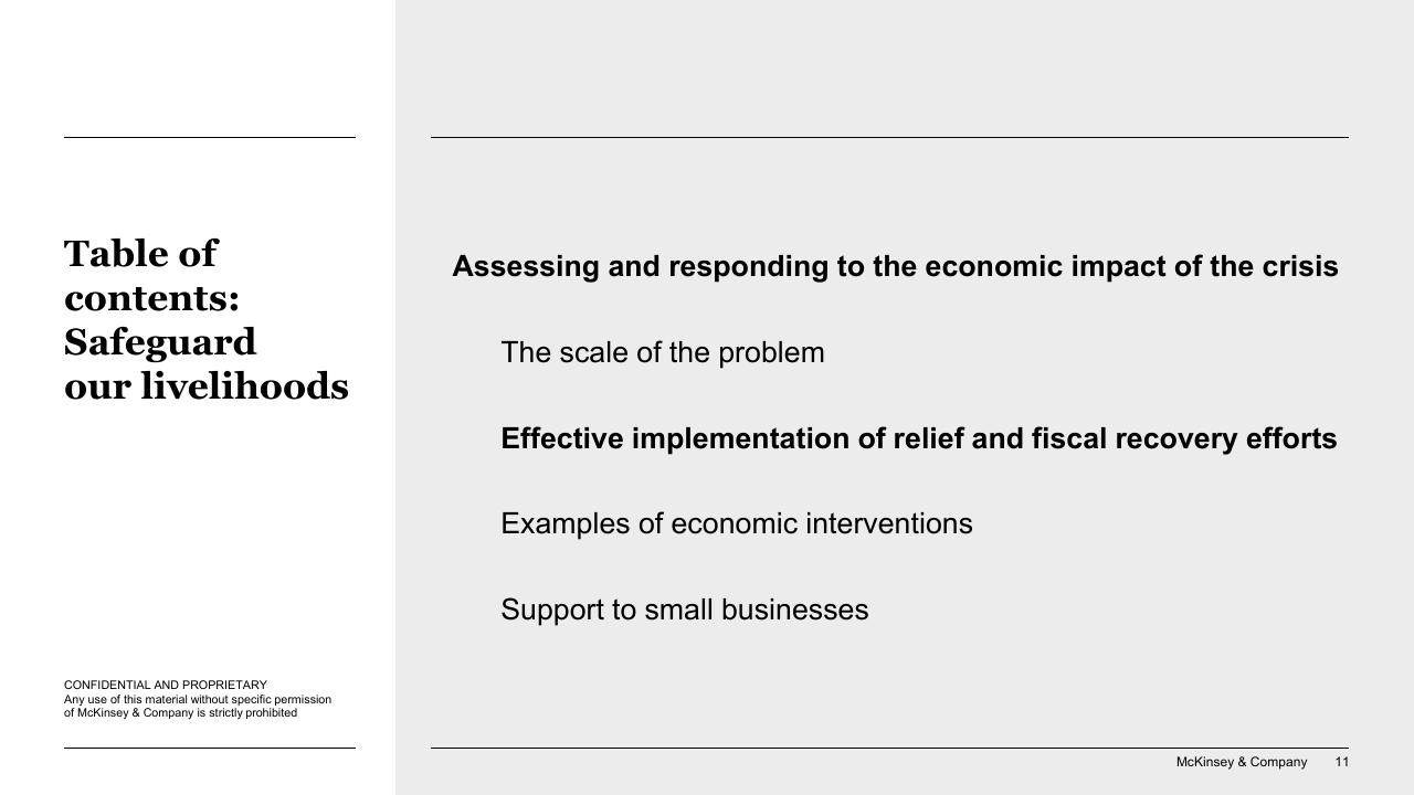 Section Divider slide 11 from Responding To COVID 19_ Addressing The Economic Impact Of The Crisis McKinsey