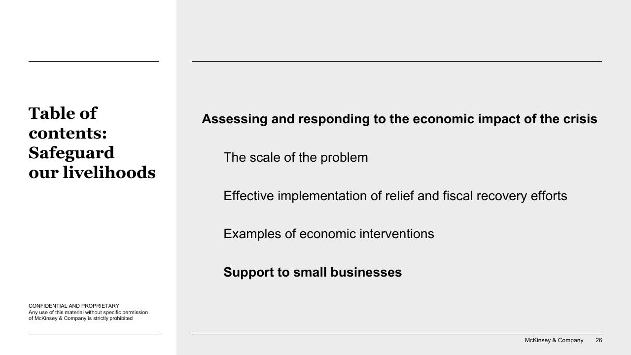 Section Divider slide 26 from Responding To COVID 19_ Addressing The Economic Impact Of The Crisis McKinsey