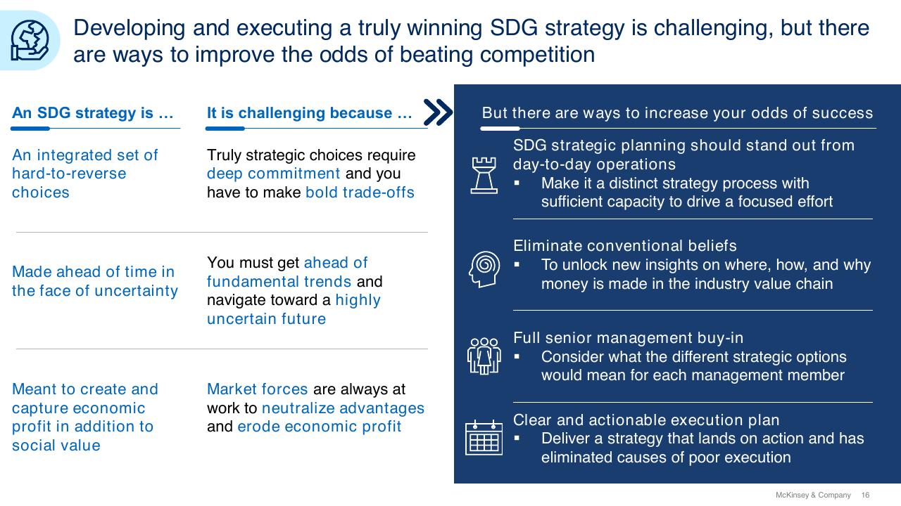 Comparison slide 16 from Sdg Guide For Business Leaders McKinsey