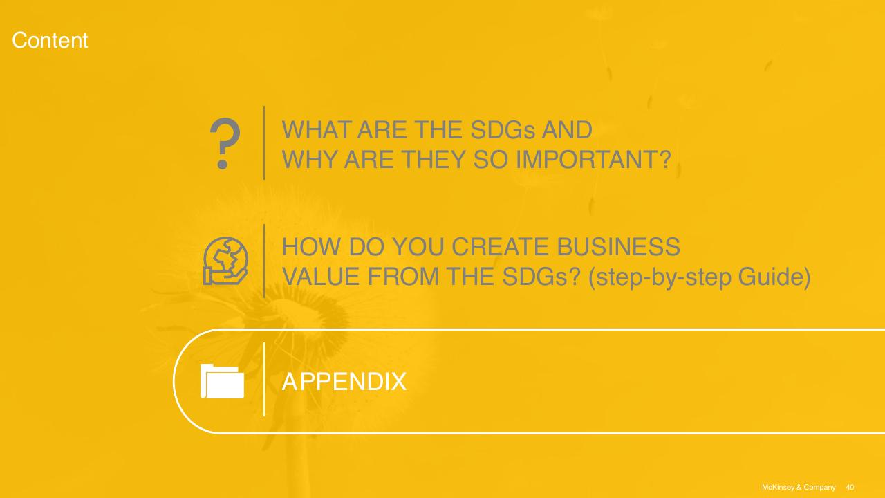 Agenda slide 40 from Sdg Guide For Business Leaders McKinsey