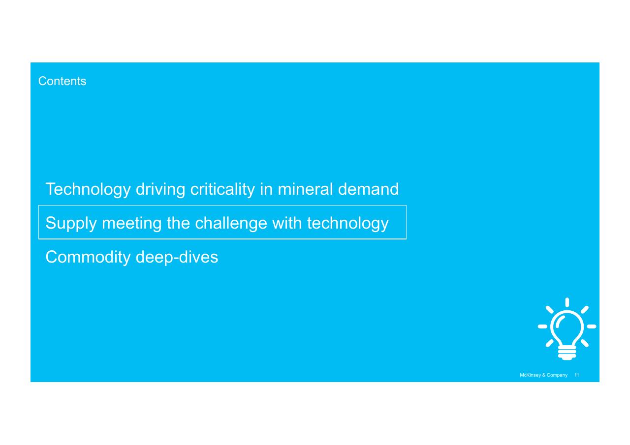 Section Divider slide 11 from Technologys Role In Mineral Criticality McKinsey
