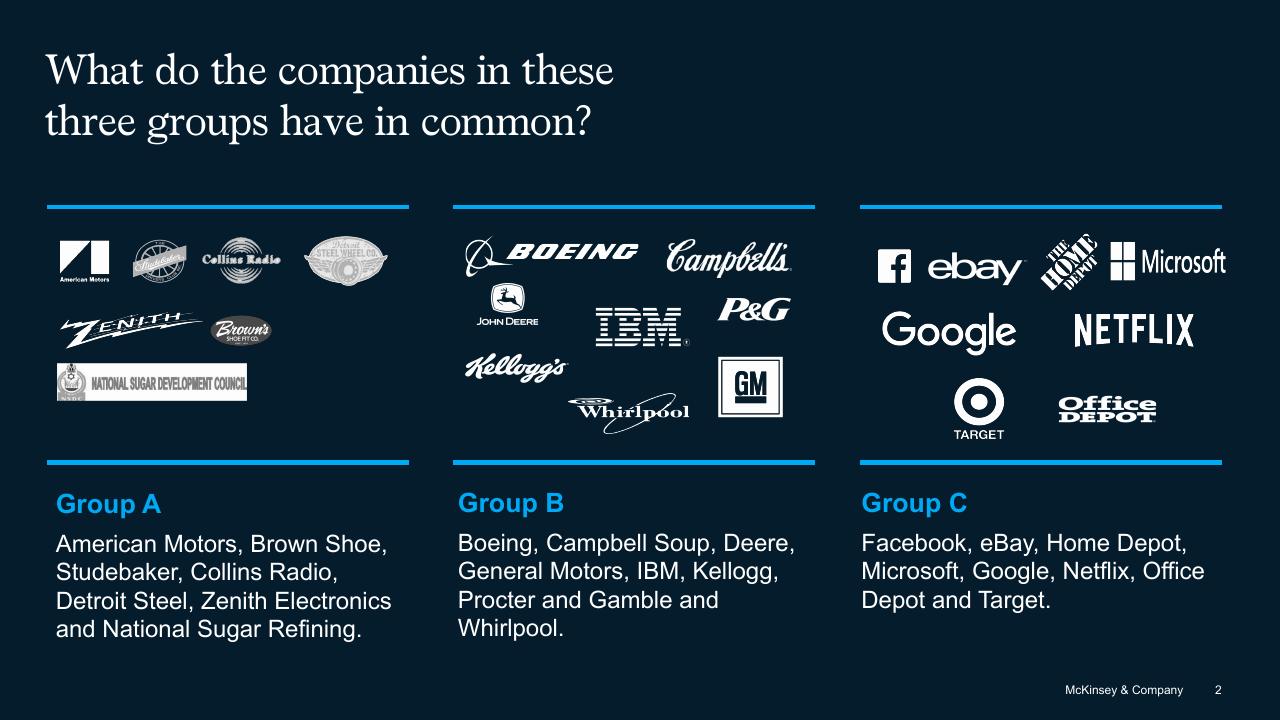 Comparison slide 2 from The Secret Of Transformations McKinsey