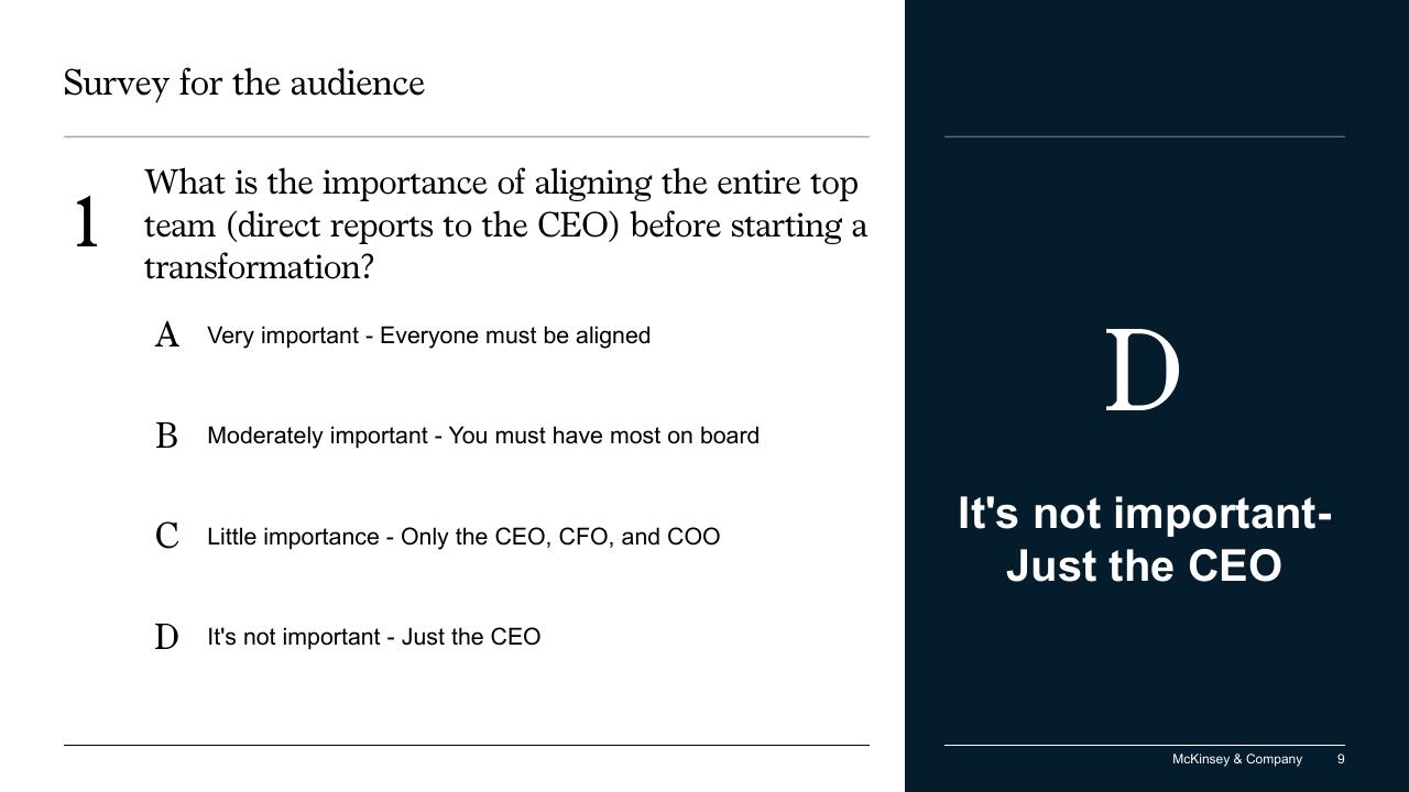 Text slide 9 from The Secret Of Transformations McKinsey