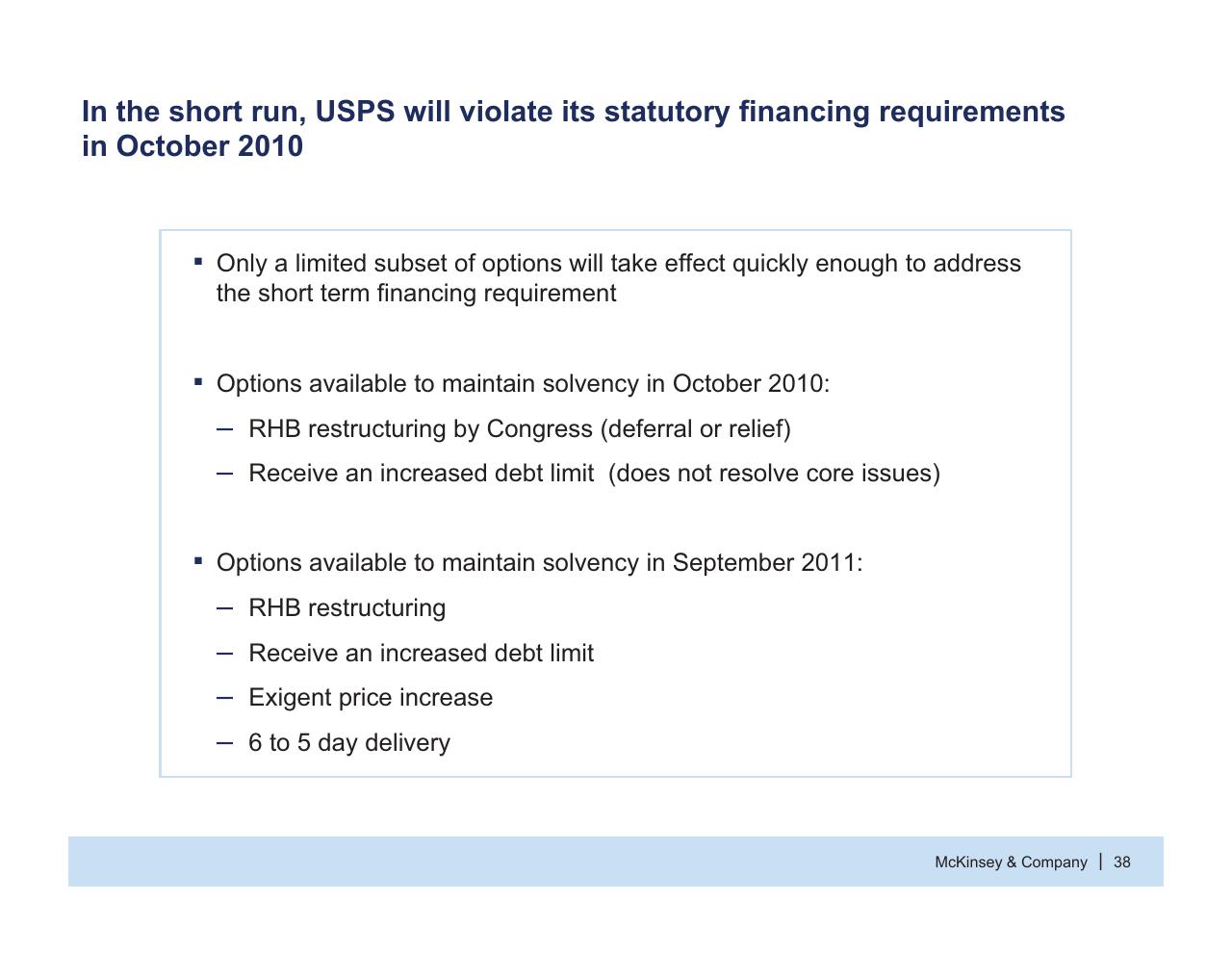 Text slide 39 from Usps Future Business Model