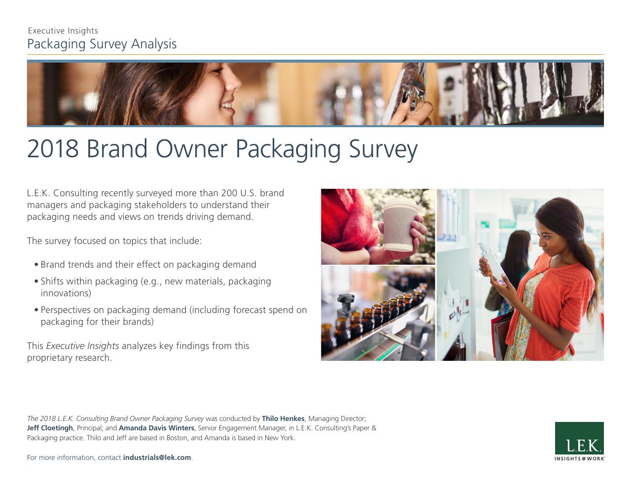 2018 Brand Owner Packaging Survey consulting deck cover