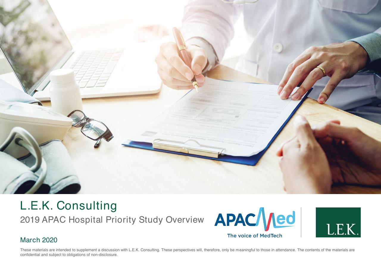 2019 Apac Hospital Priority Study Overview consulting deck cover