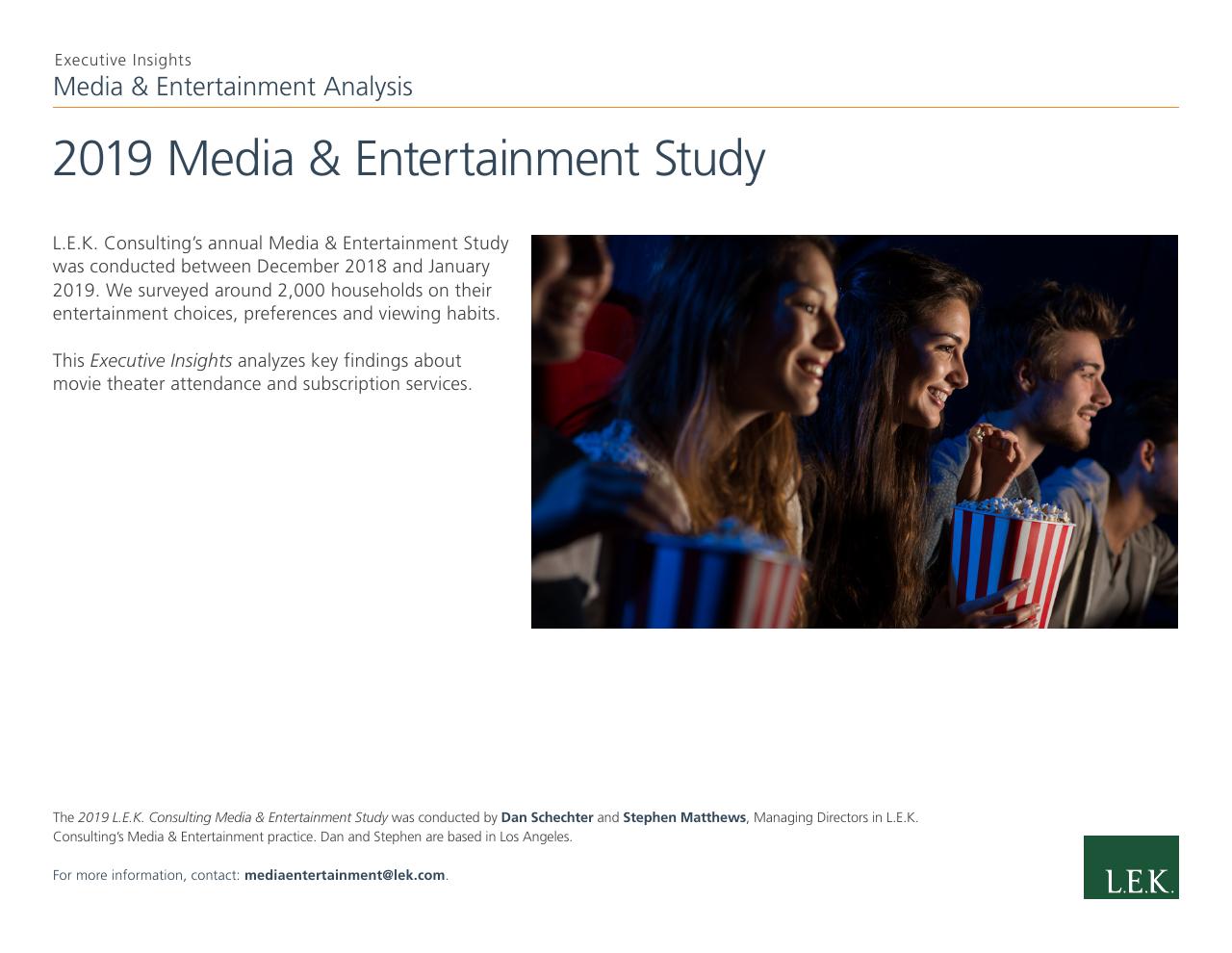 2019 Media Entertainment Study consulting deck cover