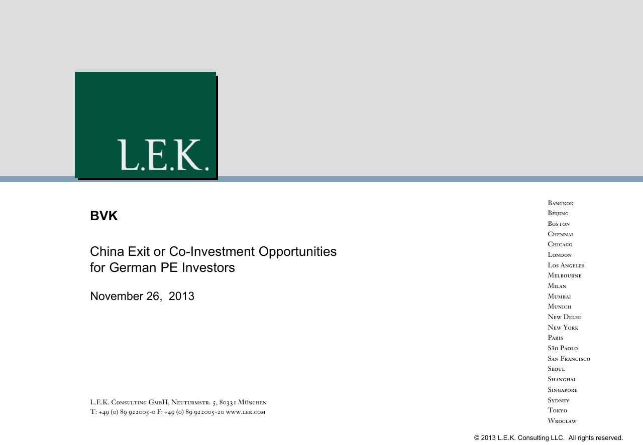 China Exit Or Co Investment Opportunities For German Pe Investors consulting deck cover