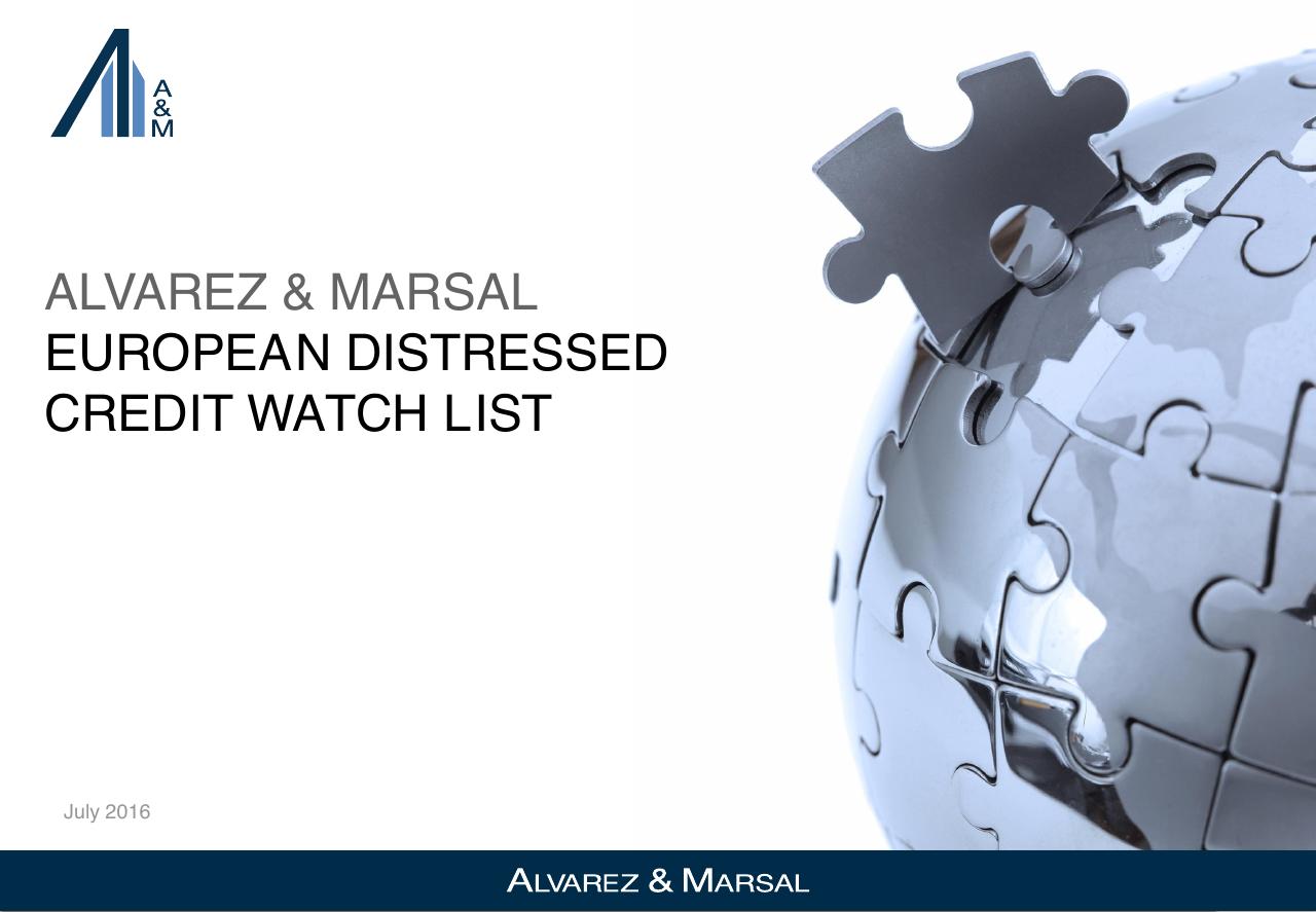 European Distressed Credit Watch List consulting deck cover