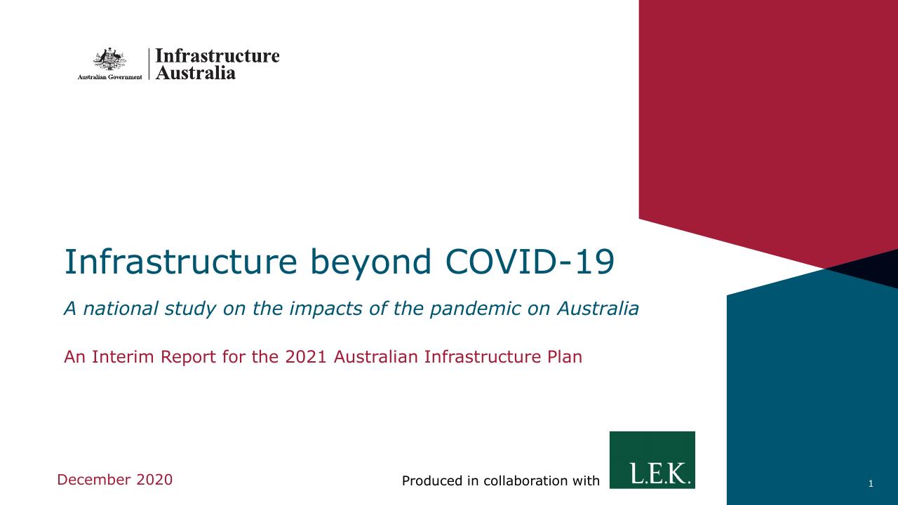 Infrastructure Beyond COVID 19 A National Study On The Impacts Of The Pandemic On Australia consulting deck cover