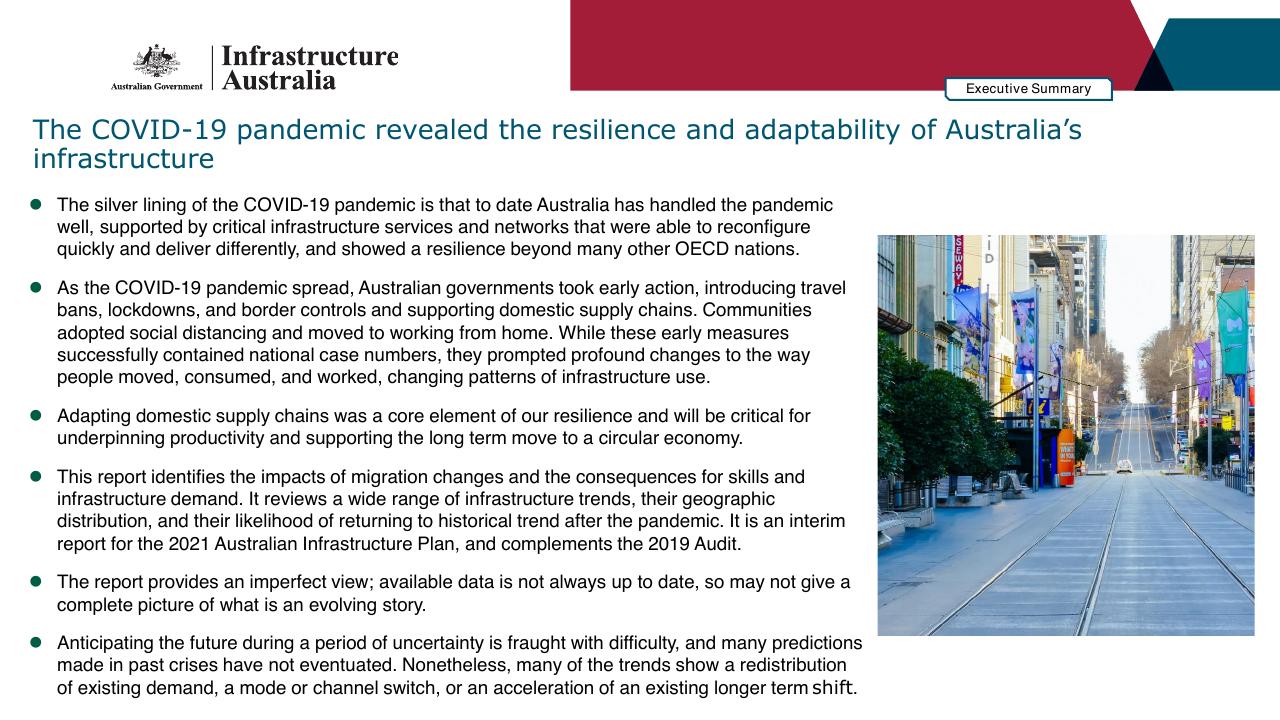 Text slide 4 from Infrastructure Beyond COVID 19 A National Study On The Impacts Of The Pandemic On Australia