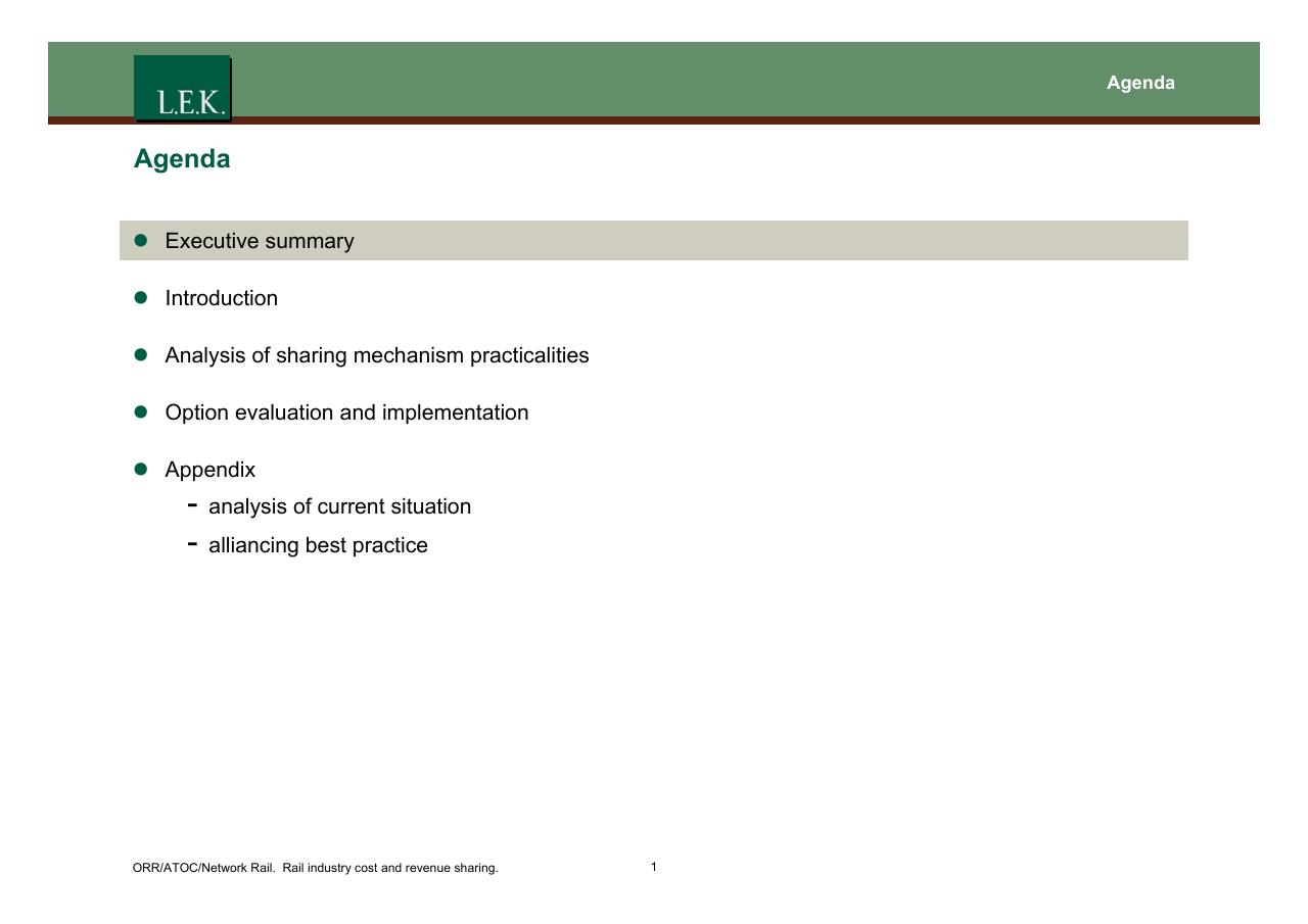 Agenda slide 2 from Orr_atoc_network Rail Rail Industry Cost And Revenue Sharing