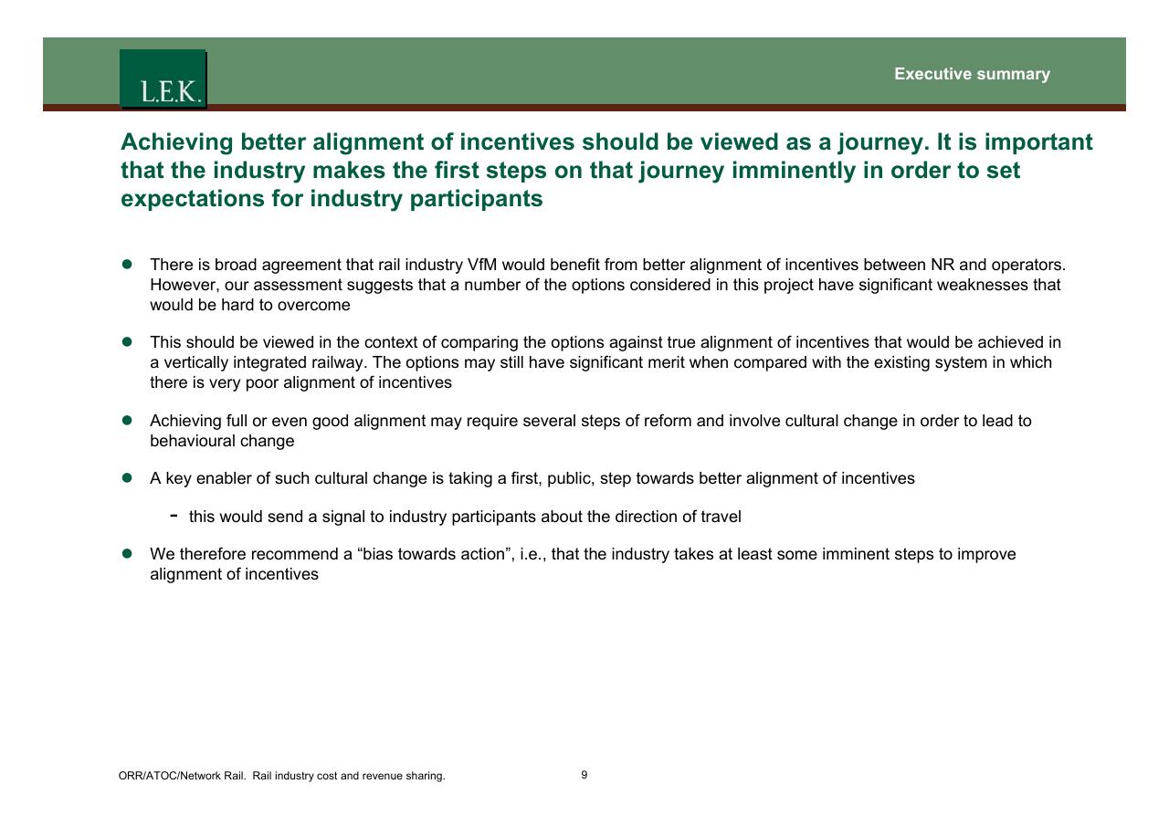 Text slide 10 from Orr_atoc_network Rail Rail Industry Cost And Revenue Sharing