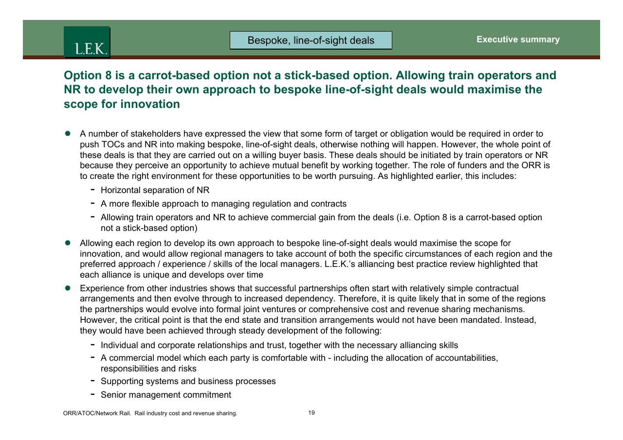 Text slide 20 from Orr_atoc_network Rail Rail Industry Cost And Revenue Sharing