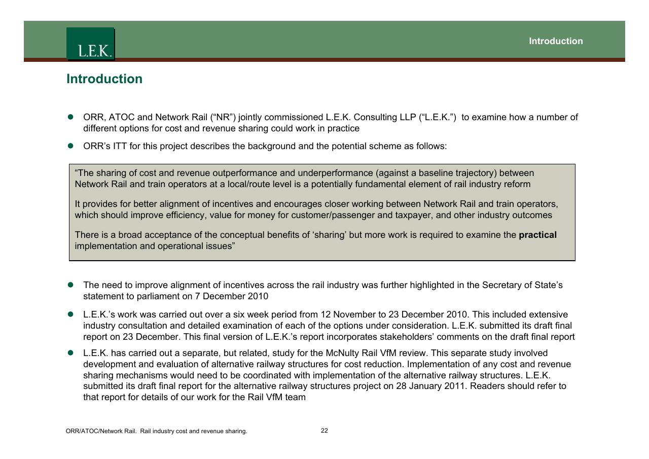 Text slide 23 from Orr_atoc_network Rail Rail Industry Cost And Revenue Sharing