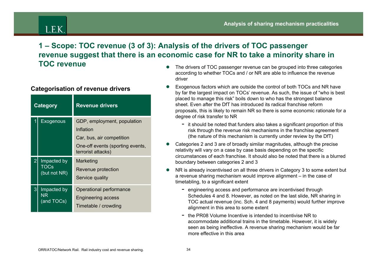 Table slide 35 from Orr_atoc_network Rail Rail Industry Cost And Revenue Sharing