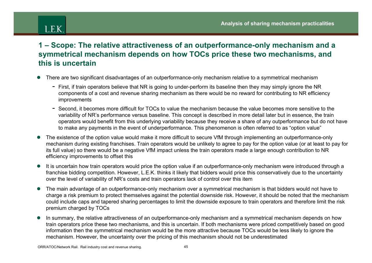 Text slide 46 from Orr_atoc_network Rail Rail Industry Cost And Revenue Sharing