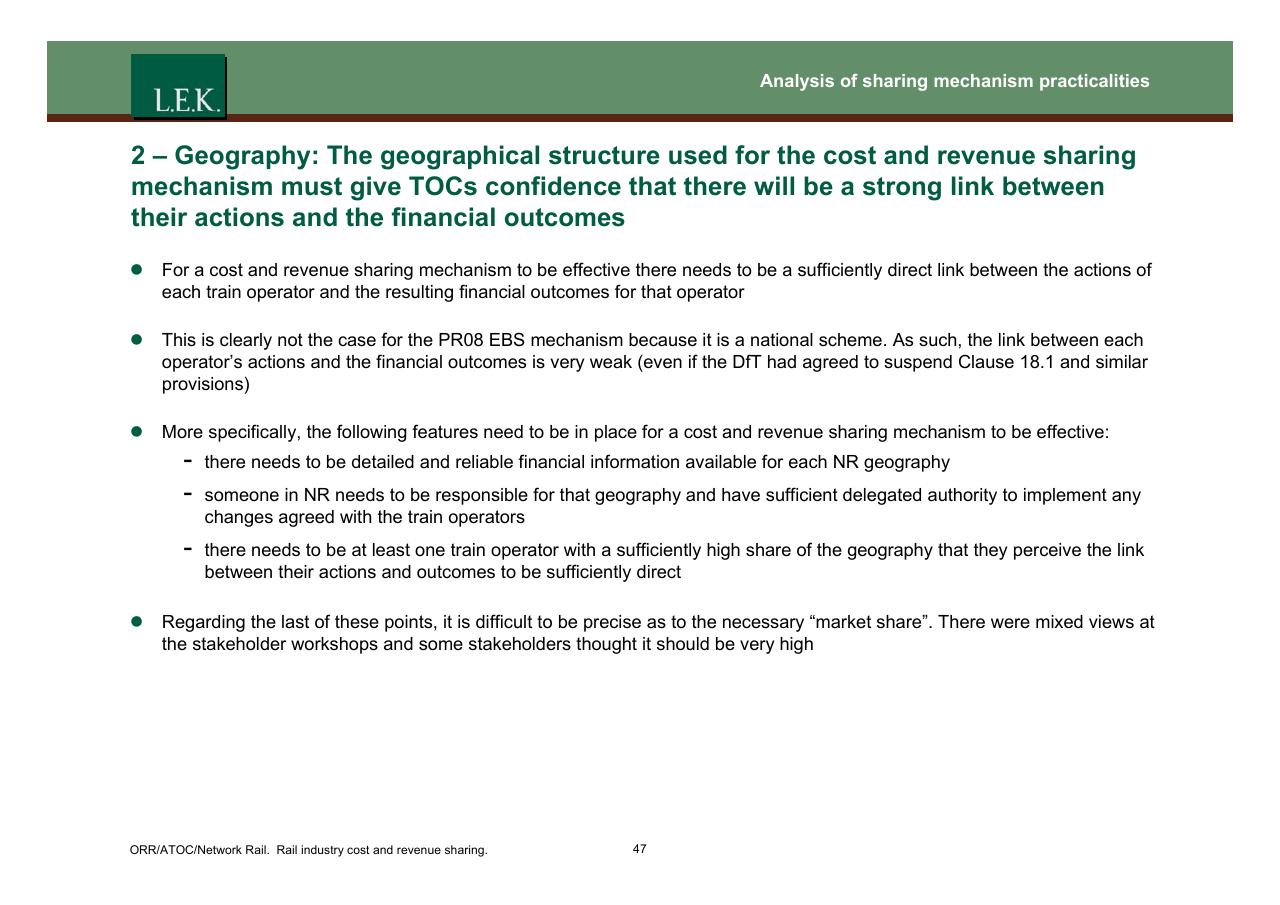 Text slide 48 from Orr_atoc_network Rail Rail Industry Cost And Revenue Sharing