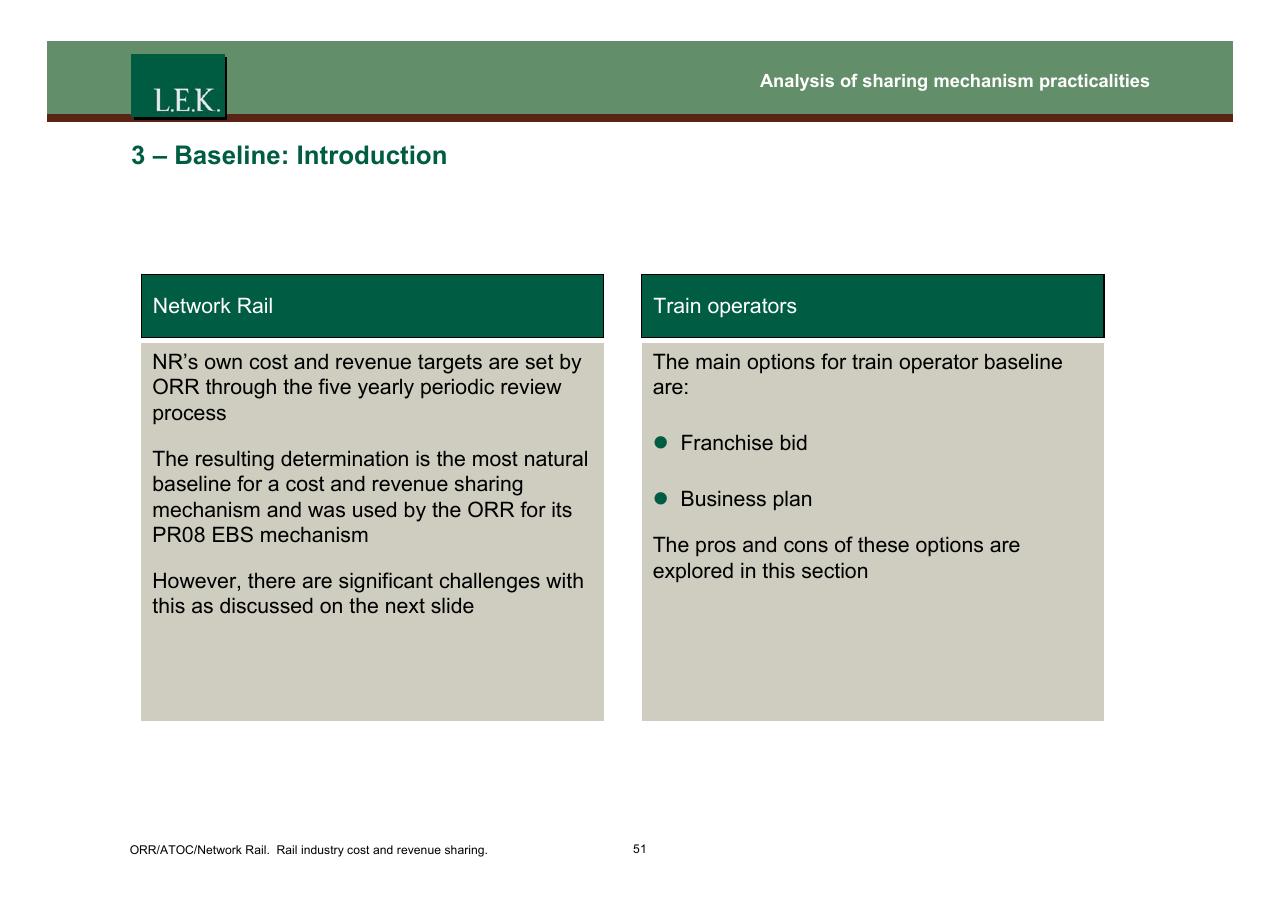 Comparison slide 52 from Orr_atoc_network Rail Rail Industry Cost And Revenue Sharing