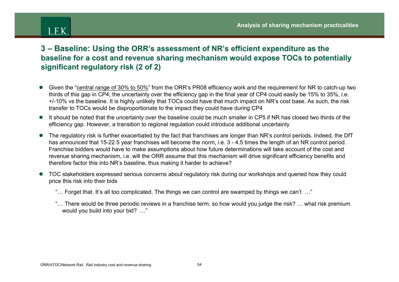 Text slide 55 from Orr_atoc_network Rail Rail Industry Cost And Revenue Sharing