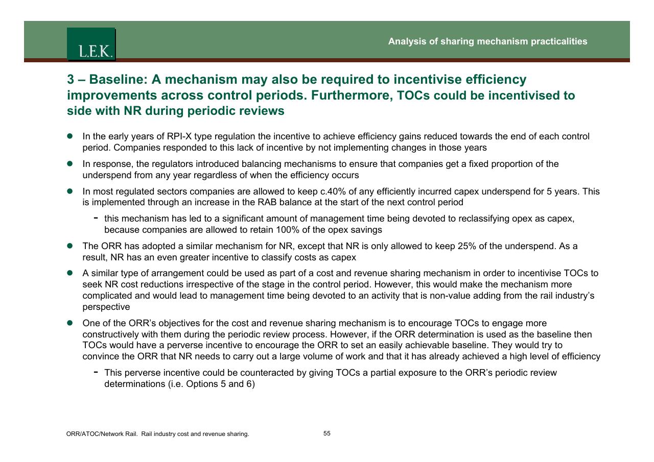 Text slide 56 from Orr_atoc_network Rail Rail Industry Cost And Revenue Sharing