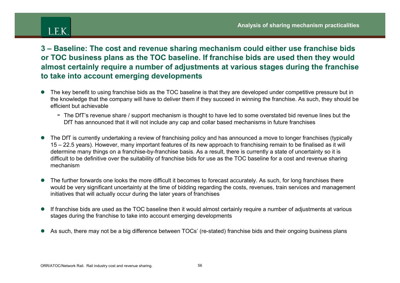 Text slide 57 from Orr_atoc_network Rail Rail Industry Cost And Revenue Sharing