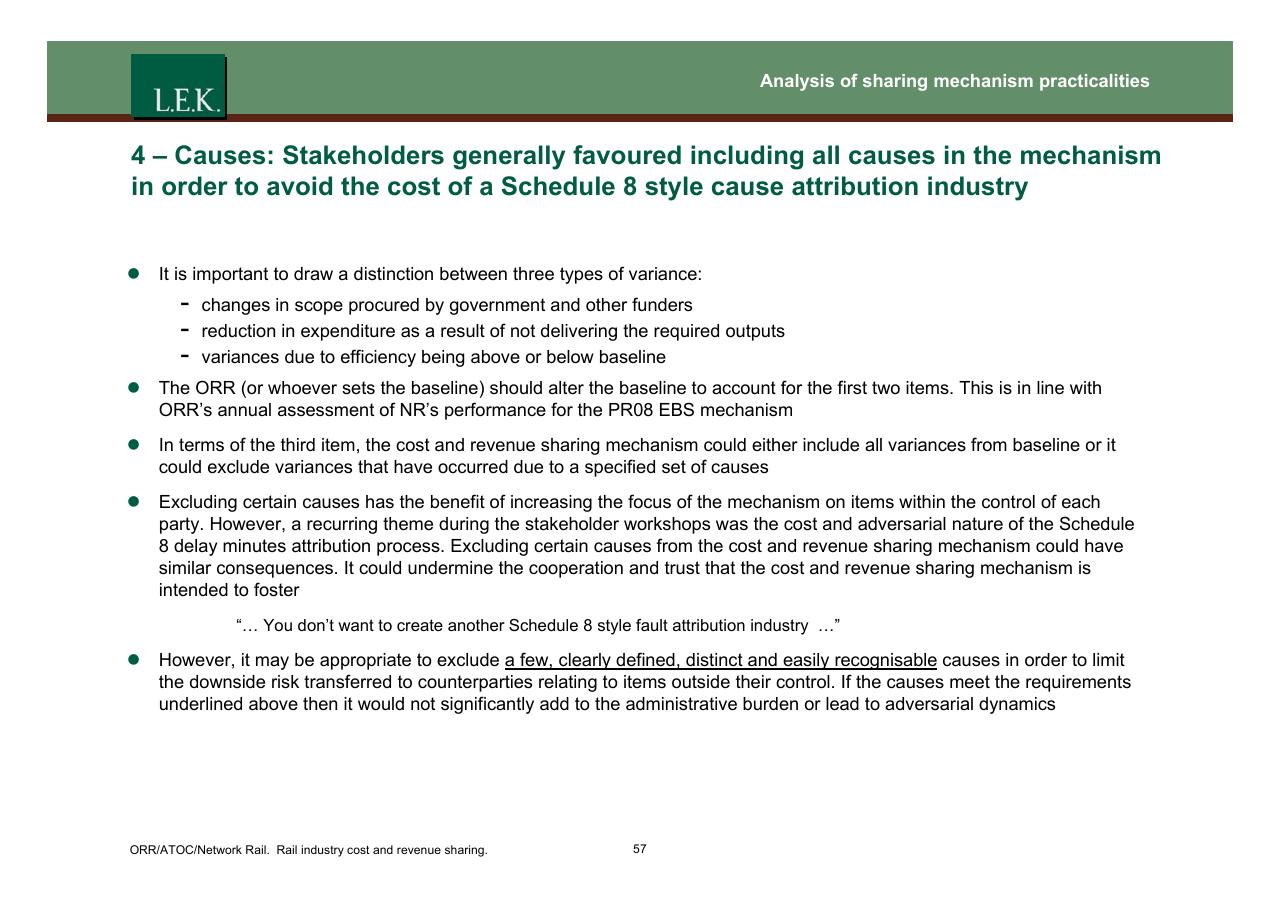 Text slide 58 from Orr_atoc_network Rail Rail Industry Cost And Revenue Sharing