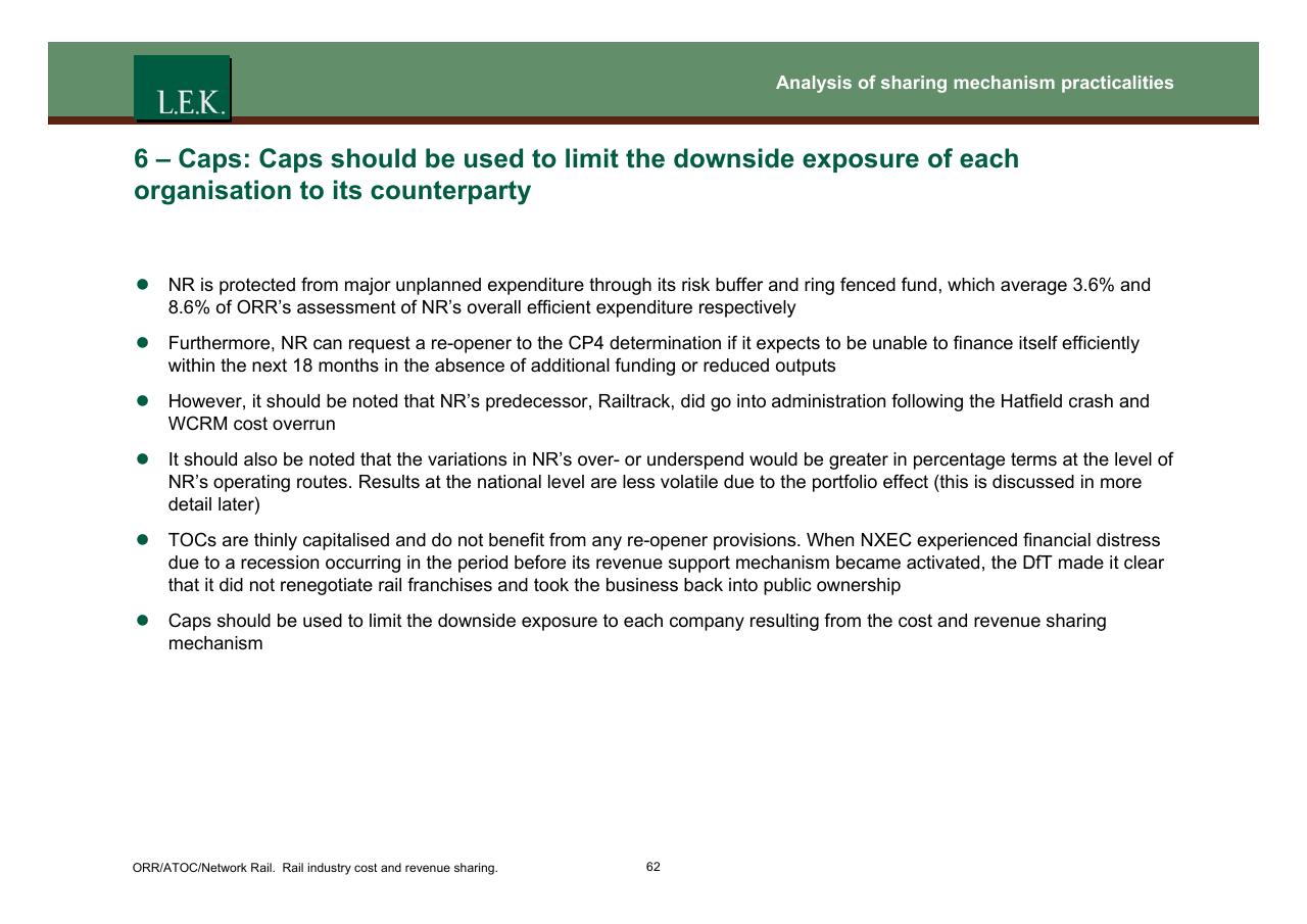 Text slide 63 from Orr_atoc_network Rail Rail Industry Cost And Revenue Sharing