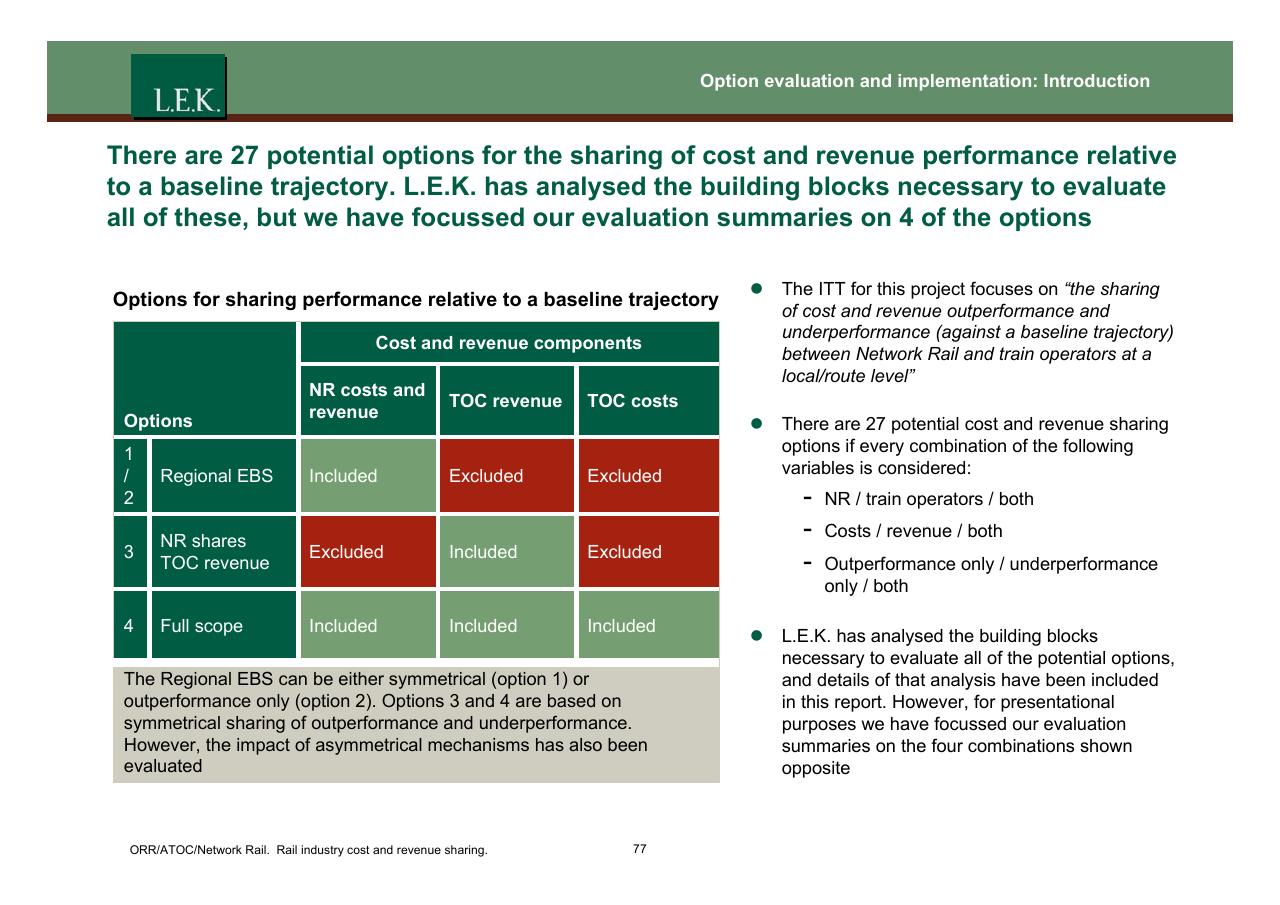 Table slide 78 from Orr_atoc_network Rail Rail Industry Cost And Revenue Sharing