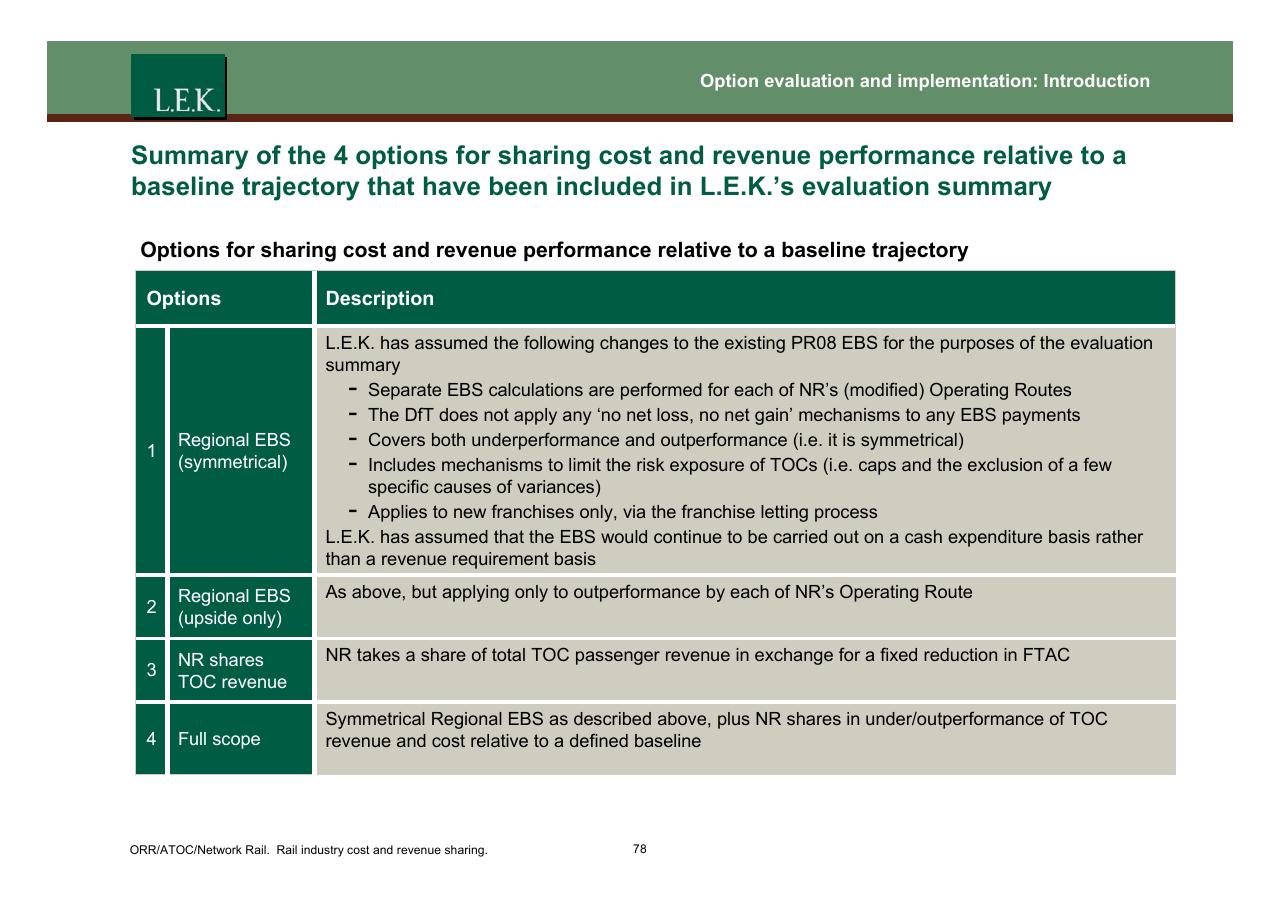 Table slide 79 from Orr_atoc_network Rail Rail Industry Cost And Revenue Sharing