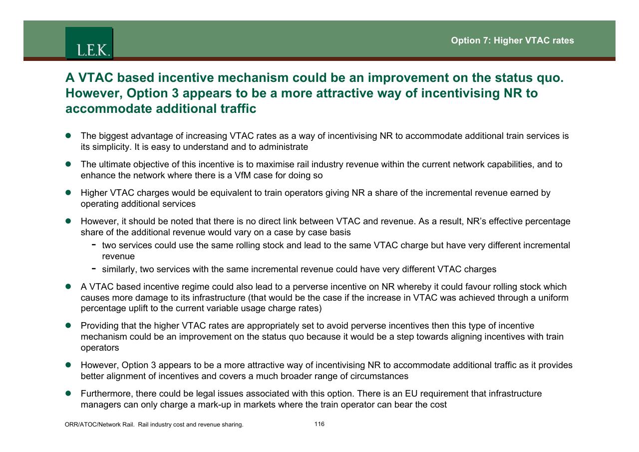 Text slide 117 from Orr_atoc_network Rail Rail Industry Cost And Revenue Sharing