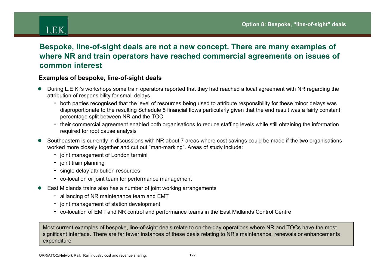 Text slide 123 from Orr_atoc_network Rail Rail Industry Cost And Revenue Sharing