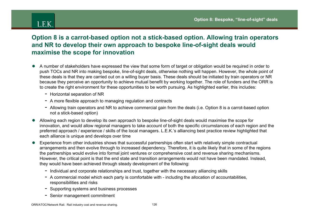 Text slide 127 from Orr_atoc_network Rail Rail Industry Cost And Revenue Sharing