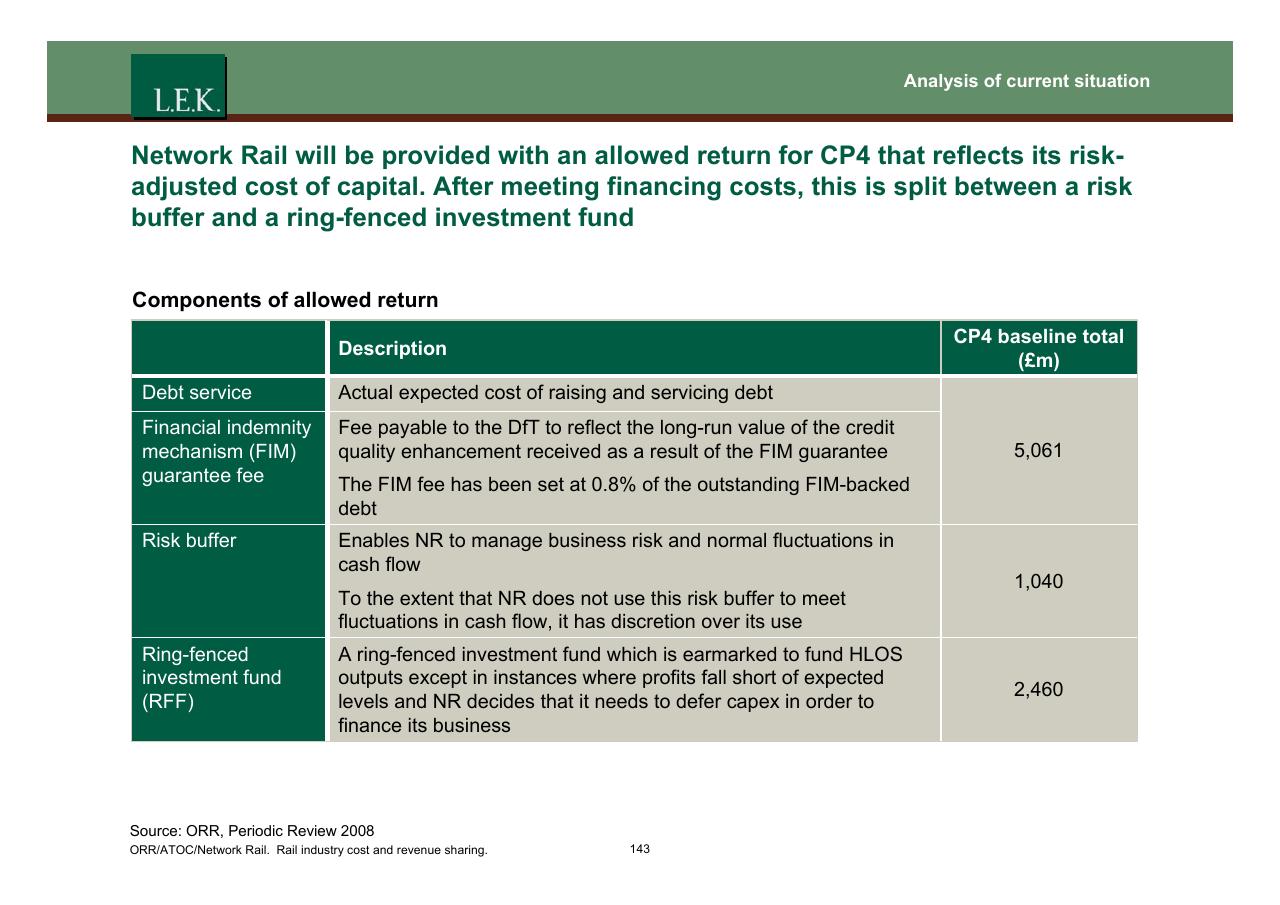Table slide 144 from Orr_atoc_network Rail Rail Industry Cost And Revenue Sharing