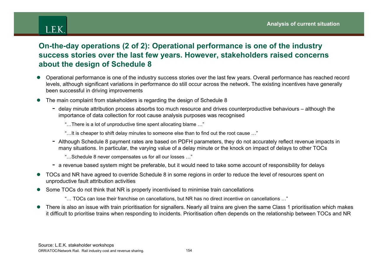 Text slide 155 from Orr_atoc_network Rail Rail Industry Cost And Revenue Sharing