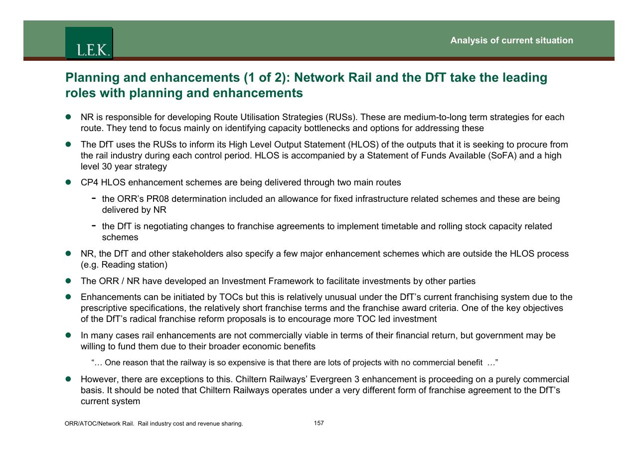 Text slide 158 from Orr_atoc_network Rail Rail Industry Cost And Revenue Sharing