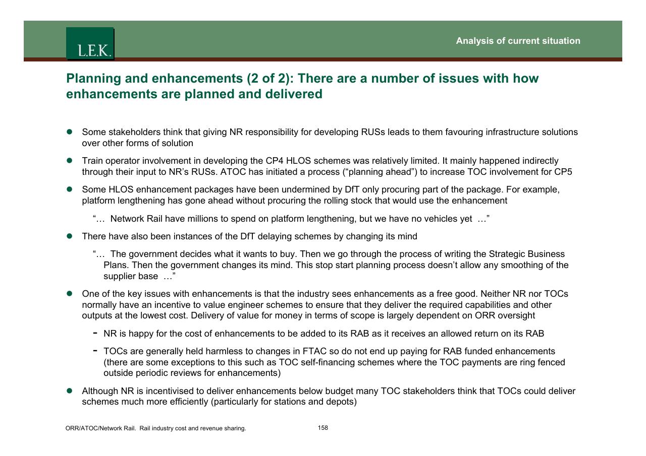Text slide 159 from Orr_atoc_network Rail Rail Industry Cost And Revenue Sharing