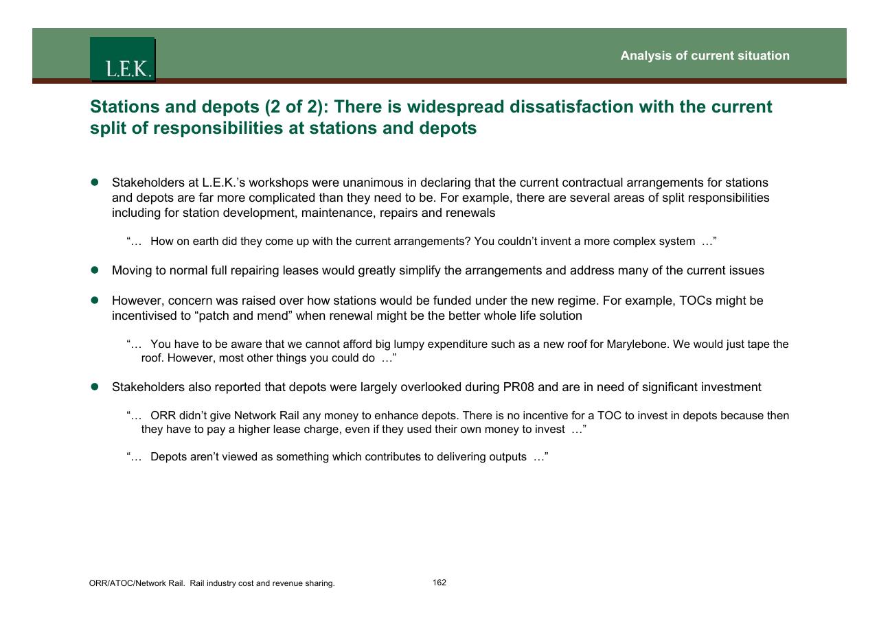 Text slide 163 from Orr_atoc_network Rail Rail Industry Cost And Revenue Sharing