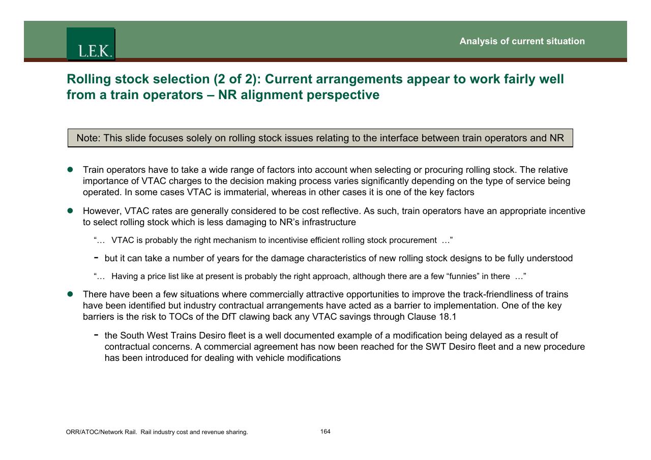 Text slide 165 from Orr_atoc_network Rail Rail Industry Cost And Revenue Sharing