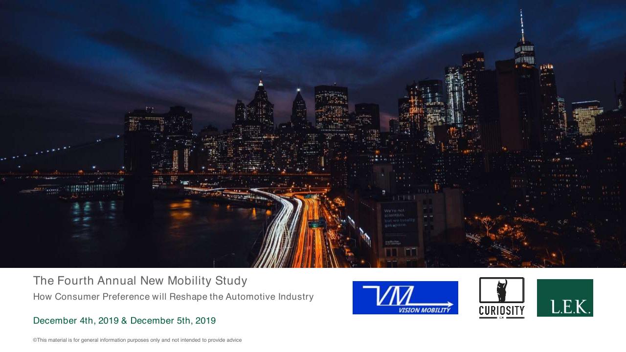 The Fourth Annual New Mobility Study How Consumer Preference Will Reshape The Automotive Industry consulting deck cover