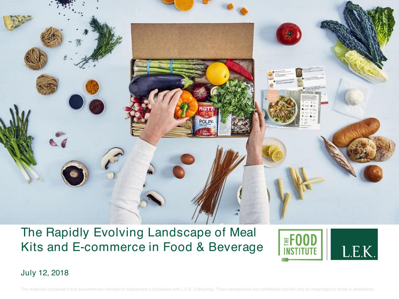 The Rapidly Evolving Landscape Of Meal Kits And E Commerce In Food Beverage consulting deck cover