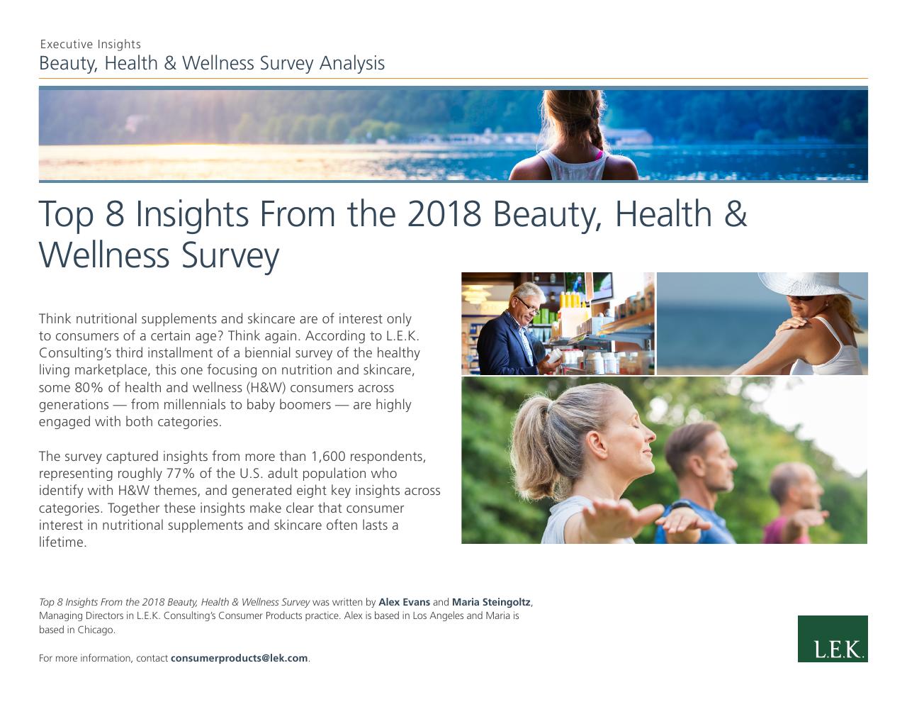 Top 8 Insights From The 2018 Beauty Health Wellness Survey consulting deck cover