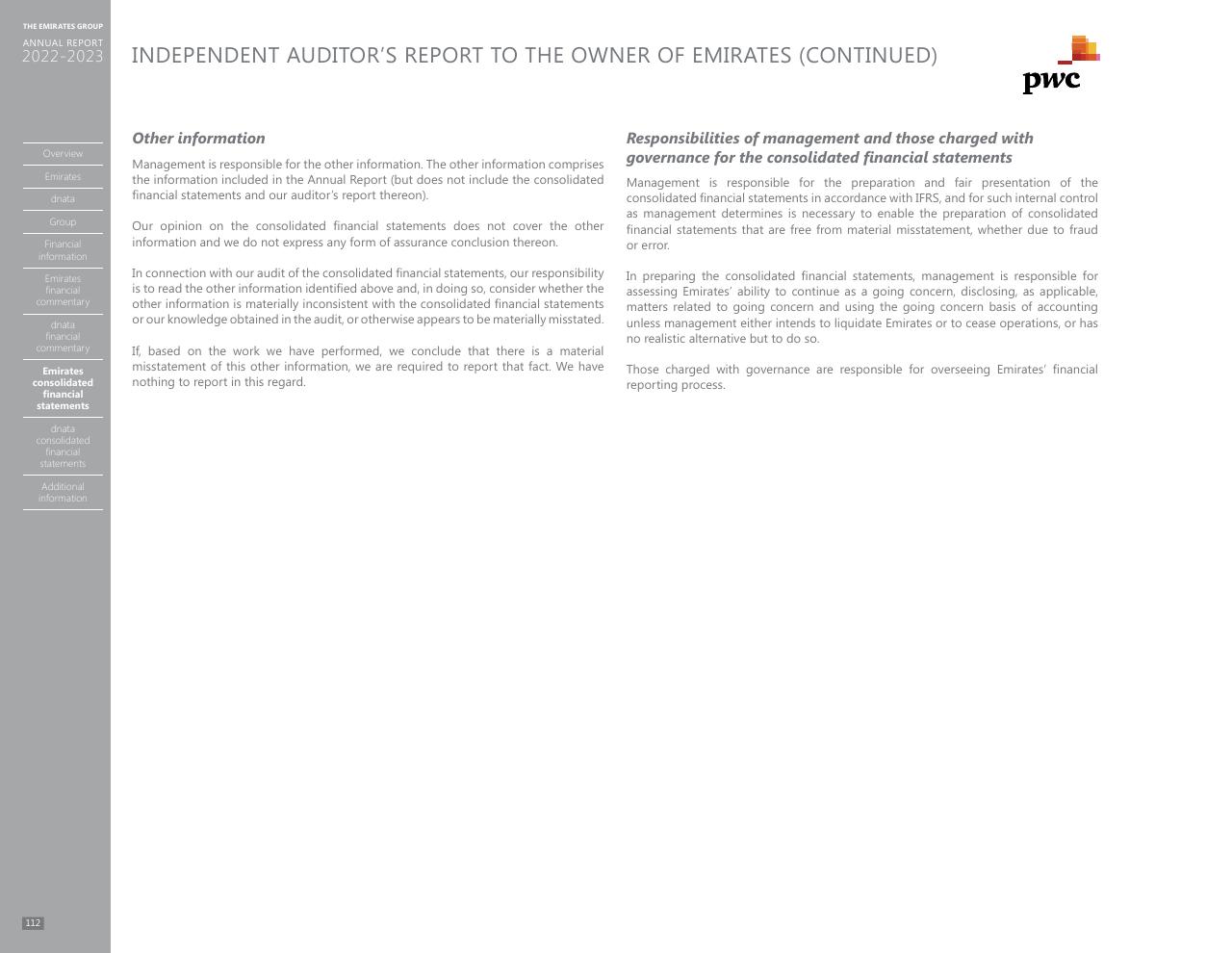 Text slide 104 from Annual Report 2023 2022