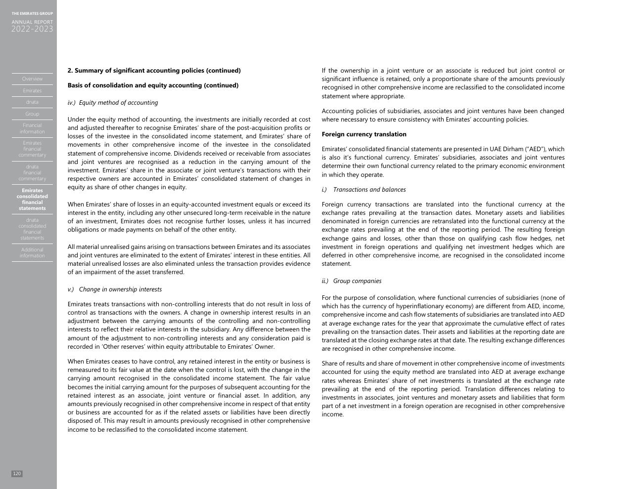 Text slide 112 from Annual Report 2023 2022