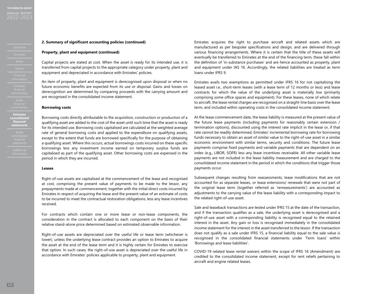 Text slide 115 from Annual Report 2023 2022
