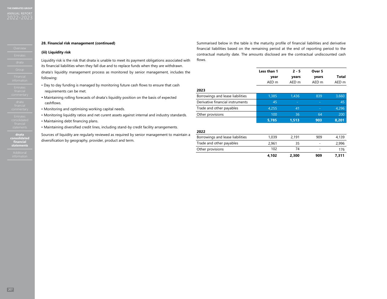 Financial Analysis slide 199 from Annual Report 2023 2022