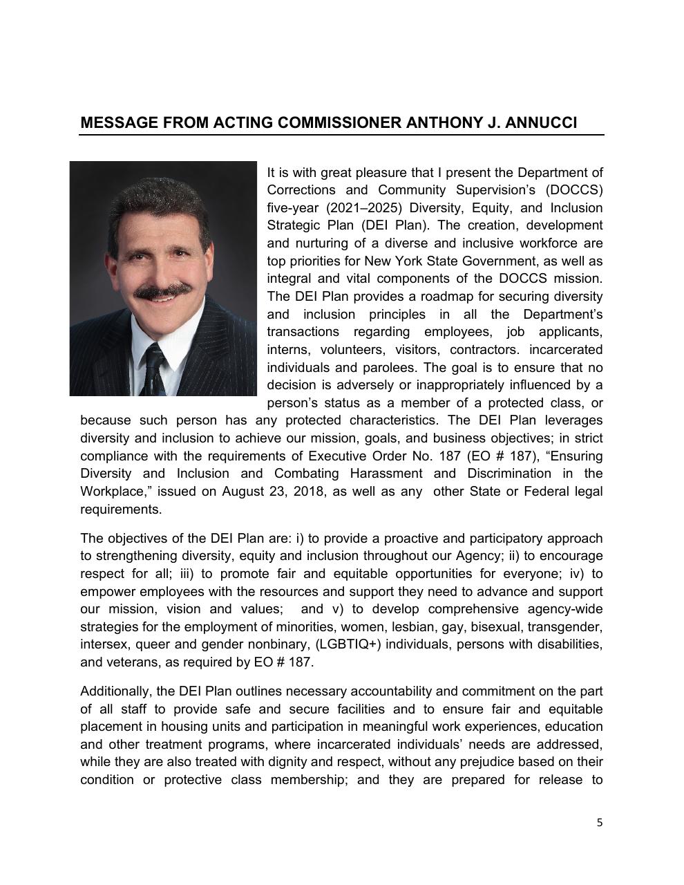 Text slide 5 from Diversity Equity And Inclusion Five Year Strategic Plan 2021 2025