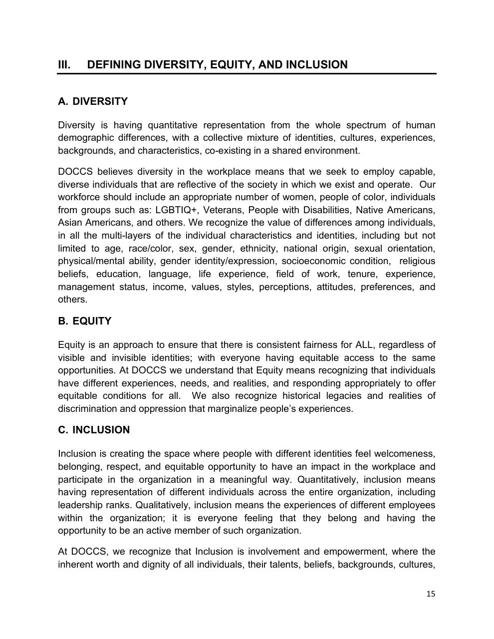 Text slide 15 from Diversity Equity And Inclusion Five Year Strategic Plan 2021 2025