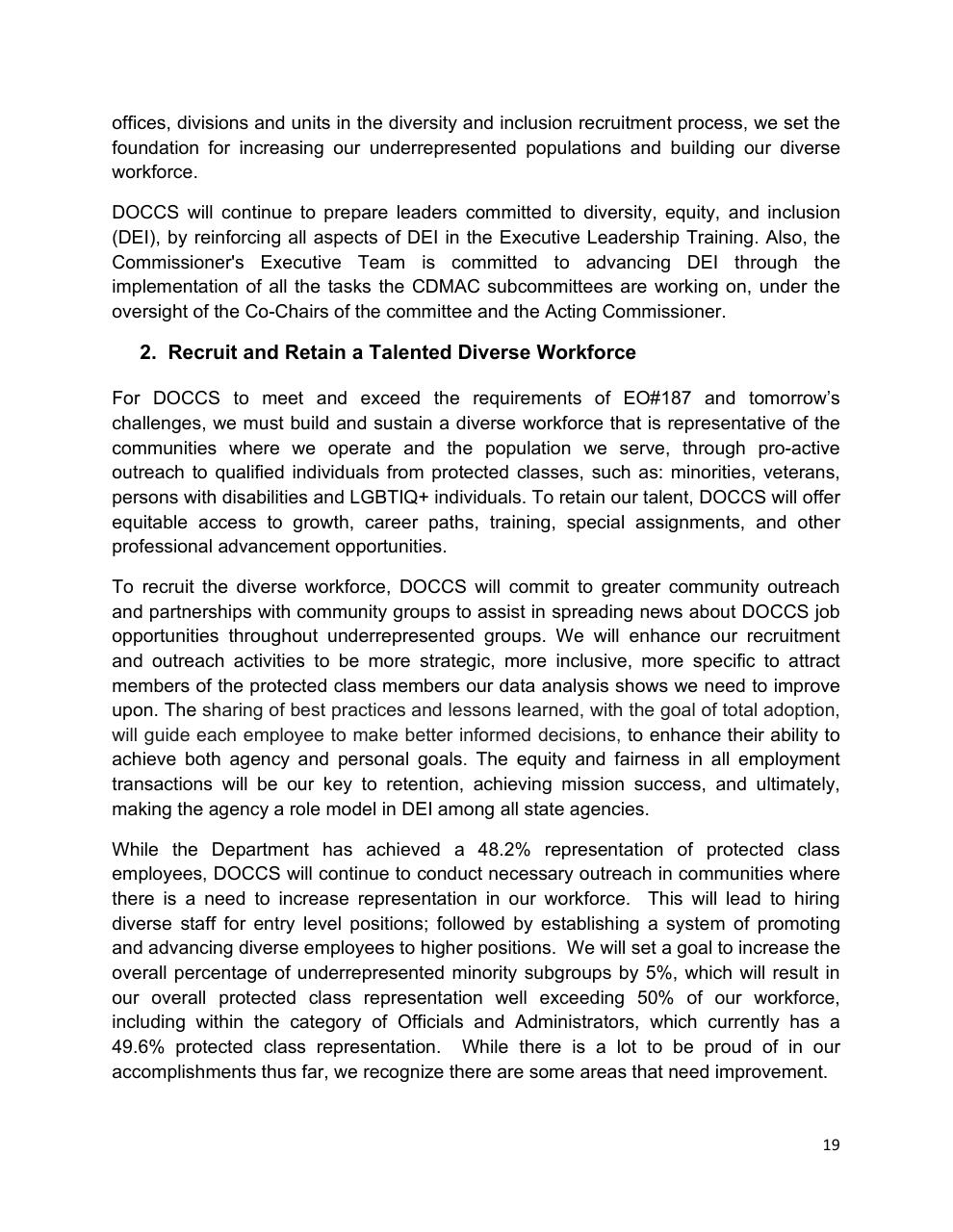 Text slide 19 from Diversity Equity And Inclusion Five Year Strategic Plan 2021 2025